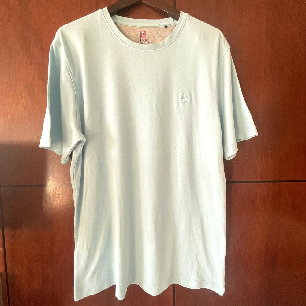 CHAPS Men's Short Sleeves Light Blue Tee Mint Tshirt Size XL/TG/EG - Picture 2 of 9